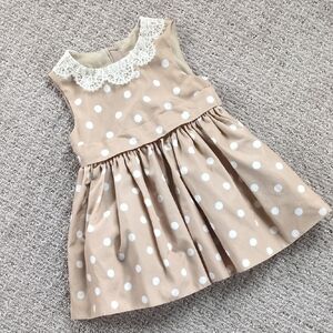 Neiman Marcus Cream and White Polka Dot Sleeveless Dress